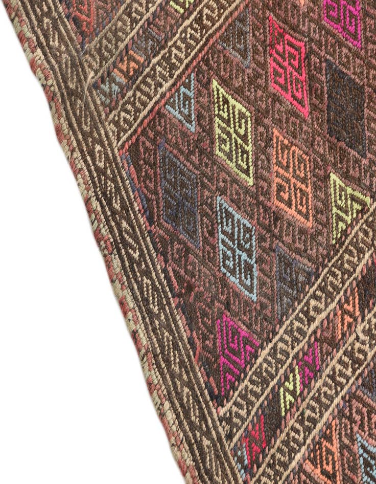 Detail image of  2' x 5' 7  Hand Knotted Kilim Fars Persian Wool Runner Rug