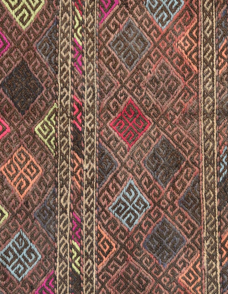 Detail image of  2' x 5' 7  Hand Knotted Kilim Fars Persian Wool Runner Rug