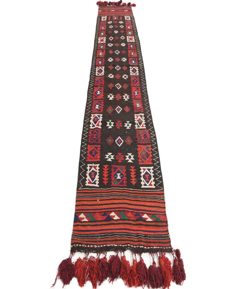 Detail image of  3' 1 x 12' 3  Hand Knotted Kilim Fars Persian Wool Runner Rug