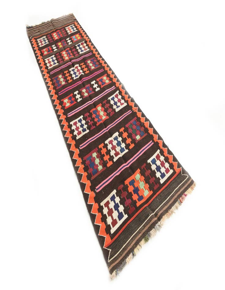 Detail image of  3' x 10'  Hand Woven Kilim Fars Wool Runner Rug