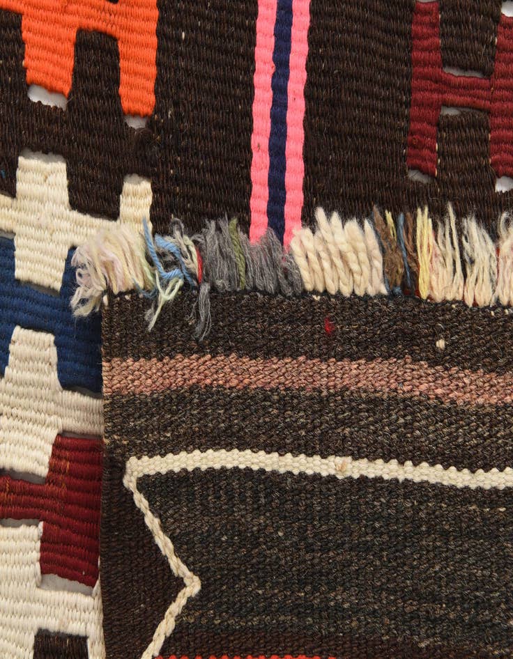 Detail image of  3' x 10'  Hand Woven Kilim Fars Wool Runner Rug