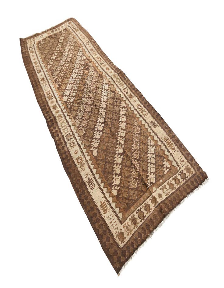 Detail image of  3' 5 x 8' 5  Hand Woven Kilim Fars Wool Runner Rug