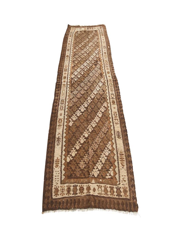 Detail image of  3' 5 x 8' 5  Hand Woven Kilim Fars Wool Runner Rug