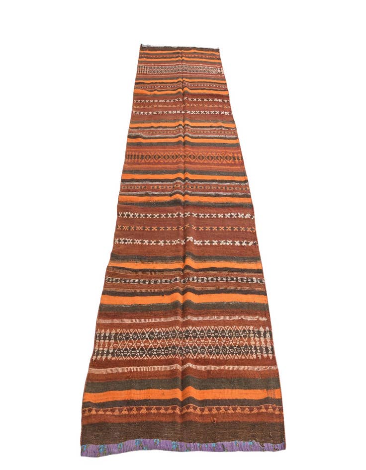 Detail image of  3' 8 x 10' 10  Hand Woven Kilim Fars Wool Runner Rug