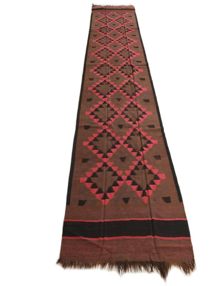 Detail image of  4' 6 x 15'  Hand Woven Kilim Fars Wool Runner Rug