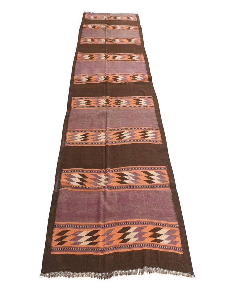 Detail image of  4' 7 x 11' 8  Hand Woven Kilim Fars Wool Runner Rug