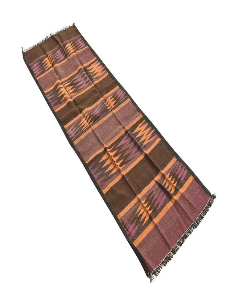 Detail image of 2' 1 x 6' 1 Hand Woven Kilim Fars Wool Runner Rug