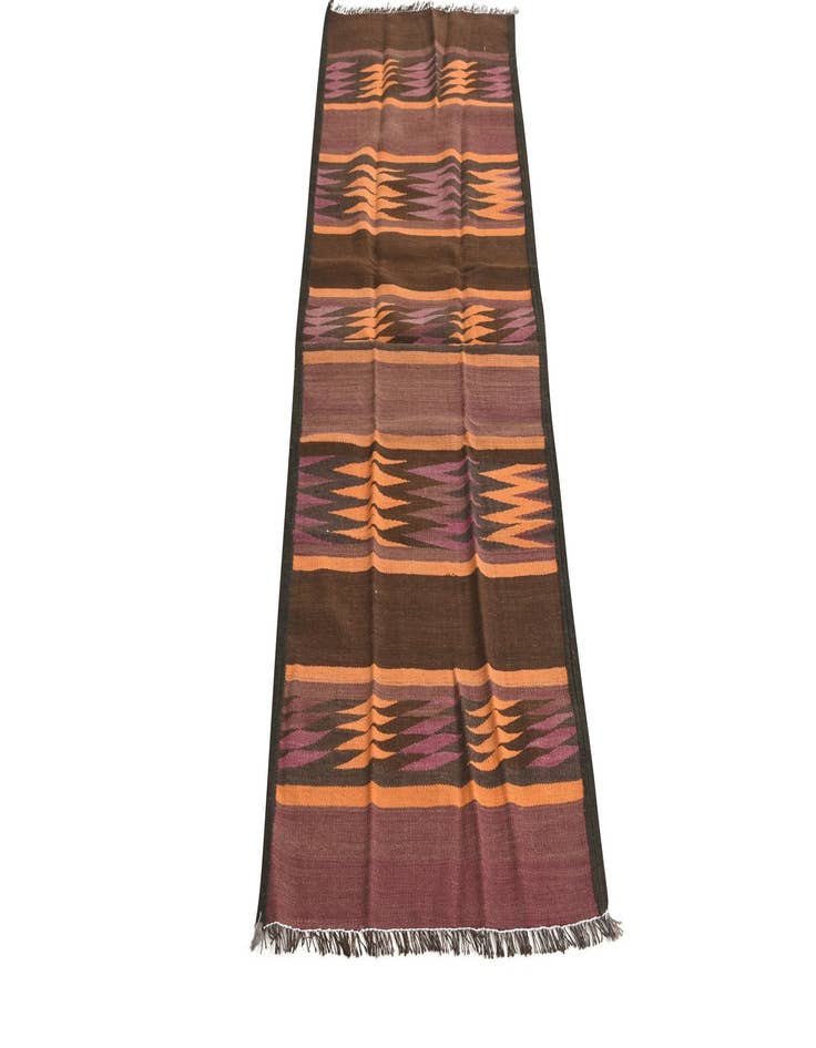 Detail image of 2' 1 x 6' 1 Hand Woven Kilim Fars Wool Runner Rug