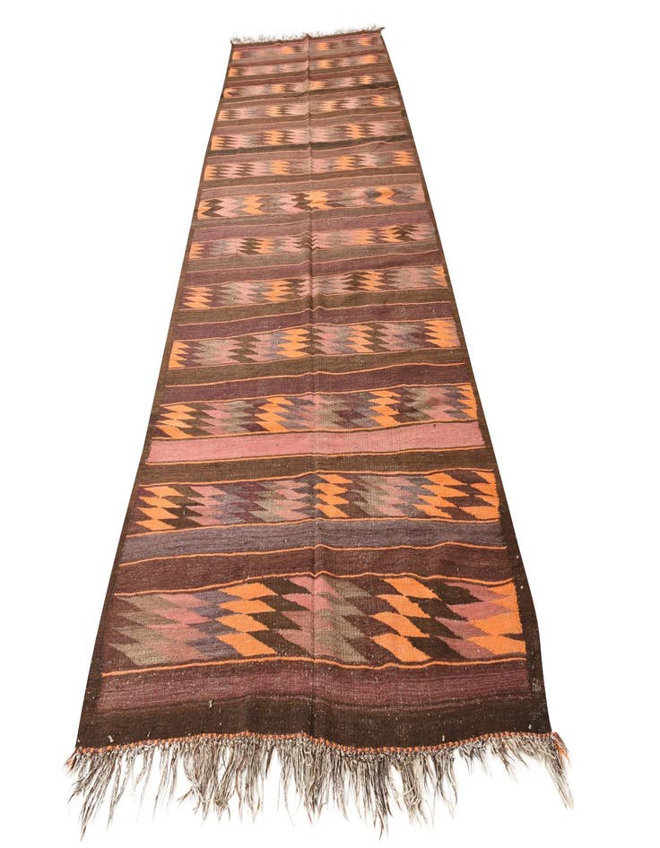 Detail image of  4' 10 x 12' 8  Hand Woven Kilim Fars Wool Runner Rug