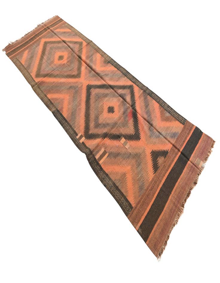 Detail image of  4' x 10' 8  Hand Woven Kilim Fars Wool Runner Rug