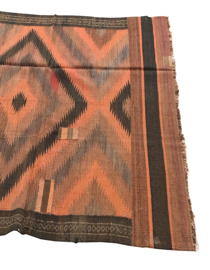 Detail image of  4' x 10' 8  Hand Woven Kilim Fars Wool Runner Rug