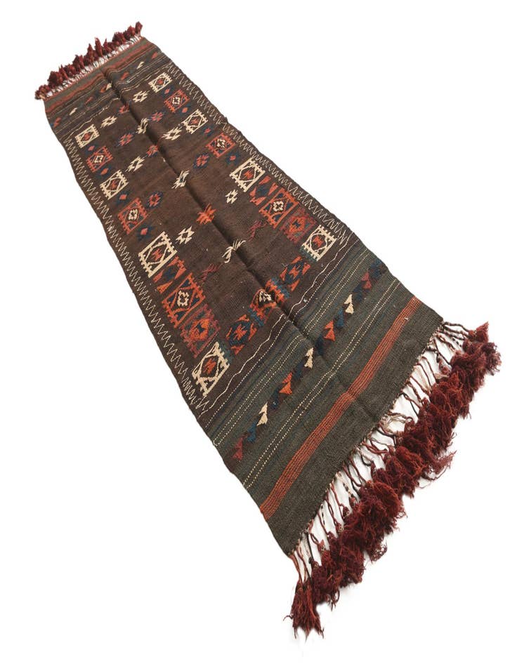 Detail image of  3' 2 x 10' 7  Hand Woven Kilim Fars Wool Runner Rug