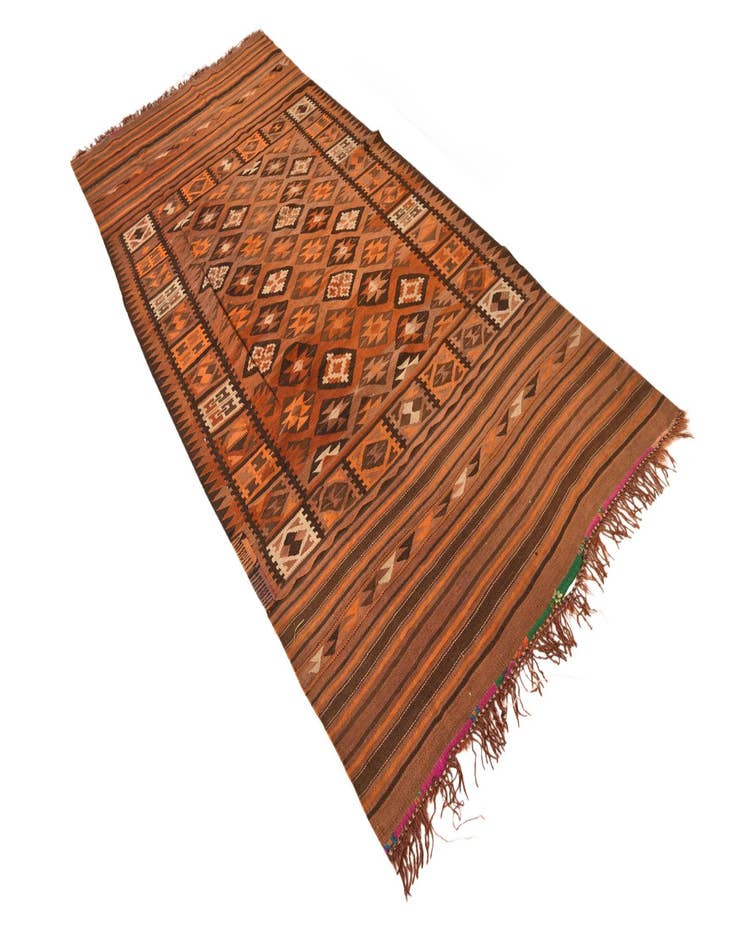 Detail image of  4' 2 x 10' 7  Hand Woven Kilim Fars Wool Runner Rug