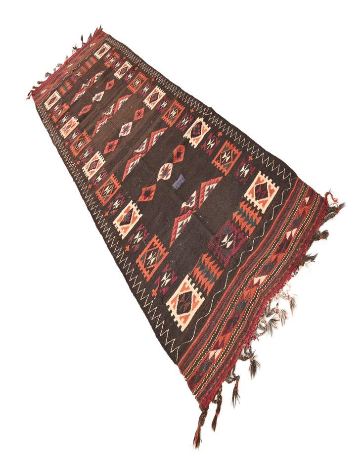 Detail image of  3' 3 x 10' 2  Hand Woven Kilim Fars Wool Runner Rug