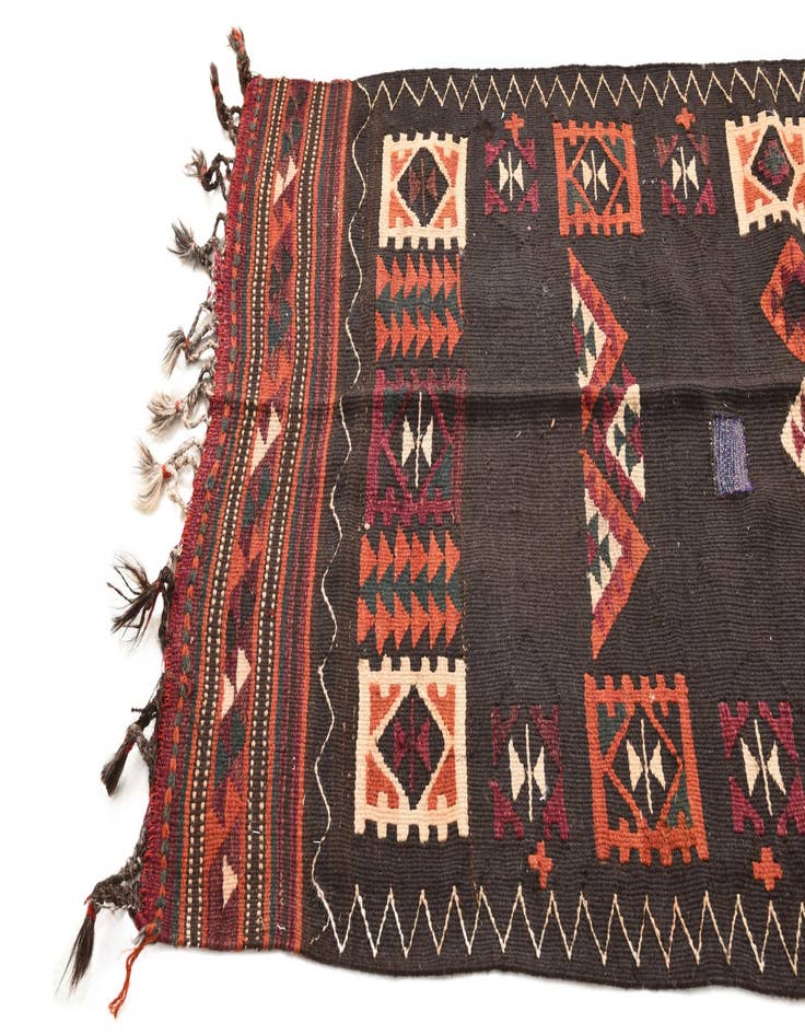 Detail image of  3' 3 x 10' 2  Hand Woven Kilim Fars Wool Runner Rug
