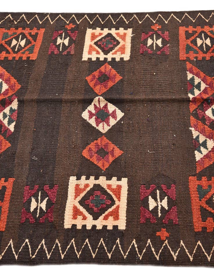 Detail image of  3' 3 x 10' 2  Hand Woven Kilim Fars Wool Runner Rug