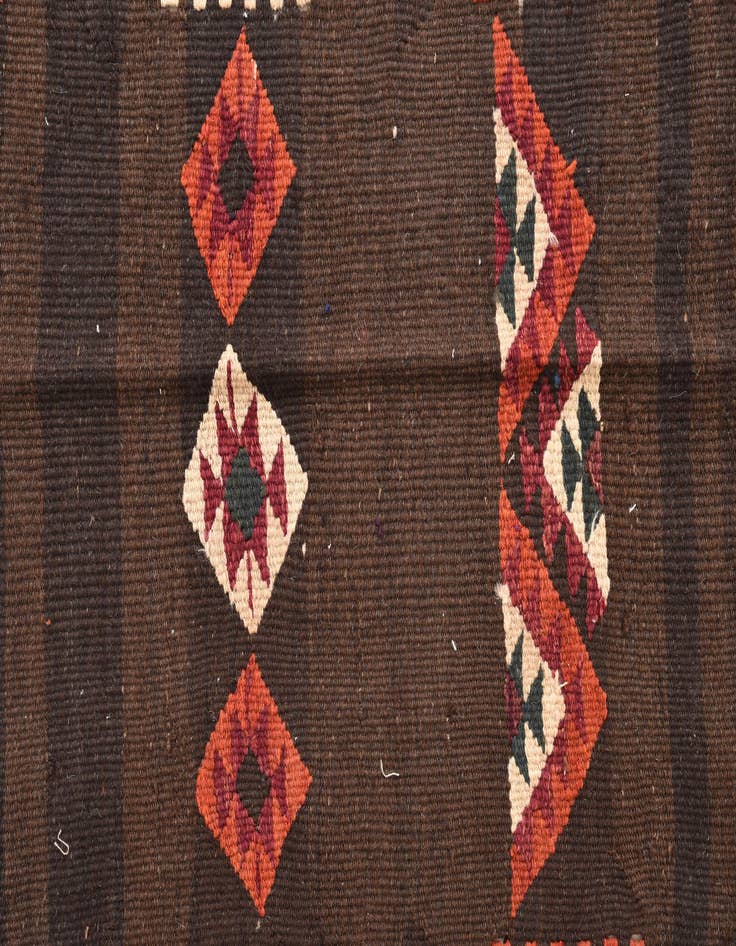 Detail image of  3' 3 x 10' 2  Hand Woven Kilim Fars Wool Runner Rug