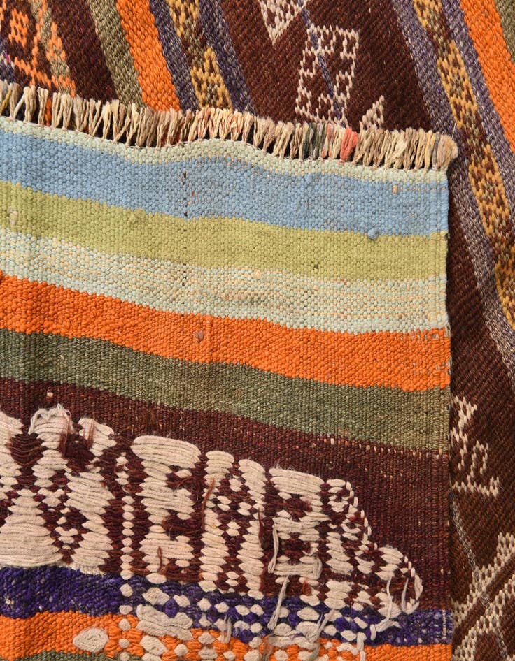 Detail image of  4' 4 x 11' 2  Hand Woven Kilim Fars Wool Runner Rug