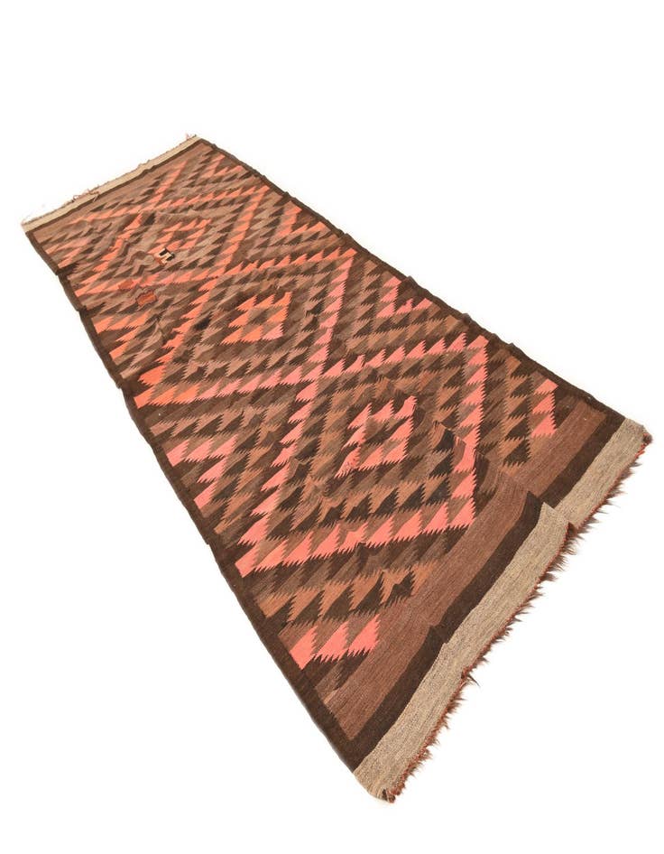 Detail image of  4' 5 x 12' 1  Hand Woven Kilim Fars Wool Runner Rug