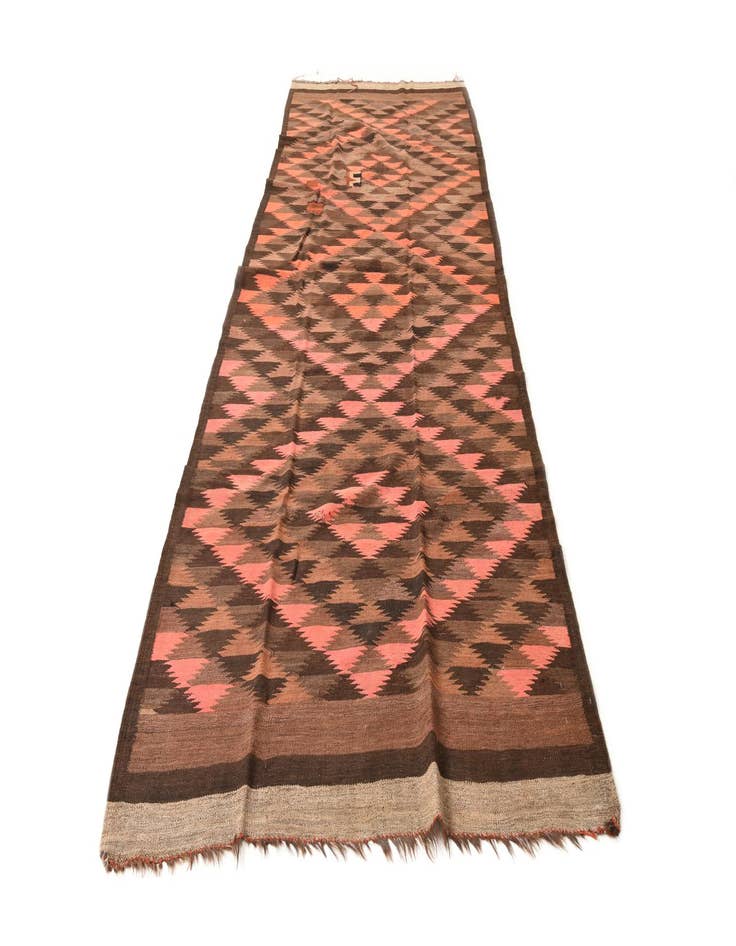 Detail image of  4' 5 x 12' 1  Hand Woven Kilim Fars Wool Runner Rug