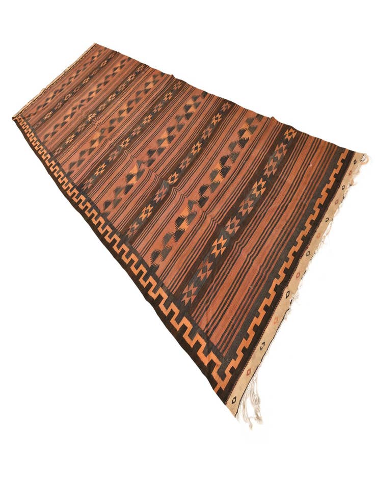 Detail image of  4' 6 x 13' 1  Hand Woven Kilim Fars Wool Runner Rug