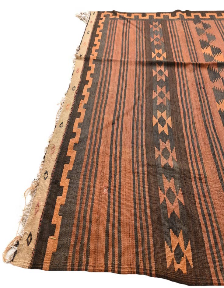 Detail image of  4' 6 x 13' 1  Hand Woven Kilim Fars Wool Runner Rug