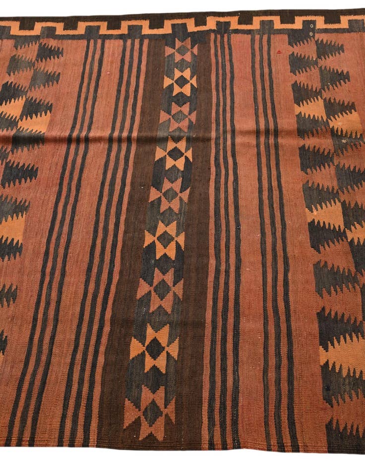 Detail image of  4' 6 x 13' 1  Hand Woven Kilim Fars Wool Runner Rug