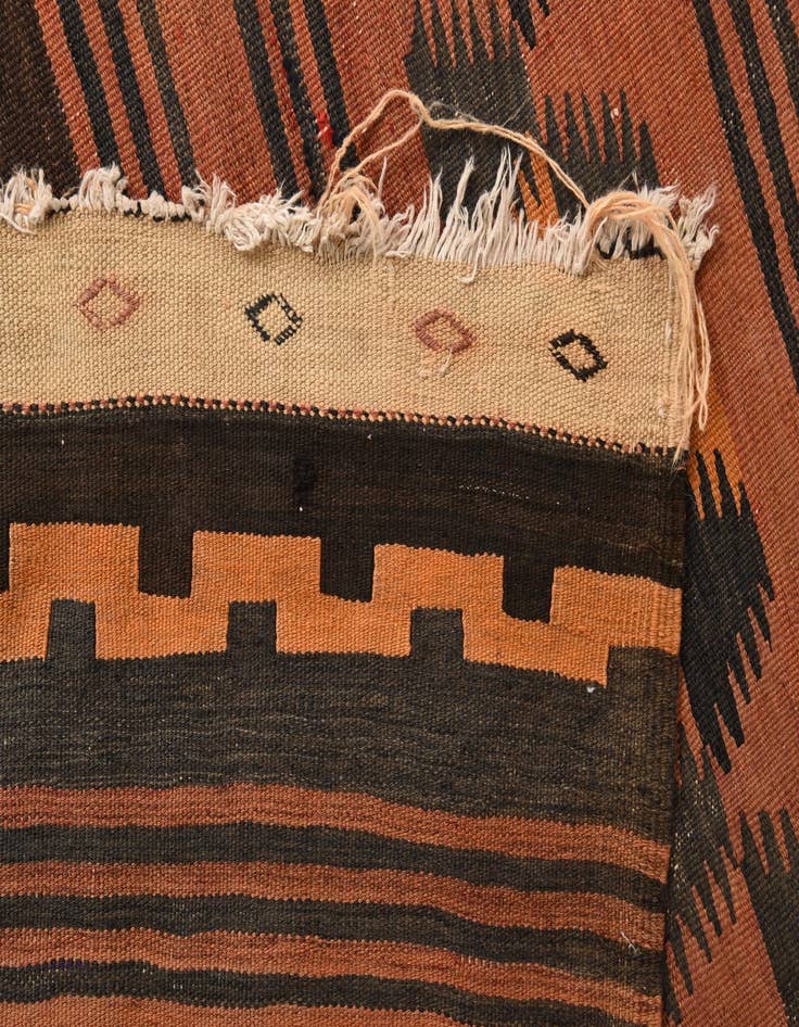 Detail image of  4' 6 x 13' 1  Hand Woven Kilim Fars Wool Runner Rug