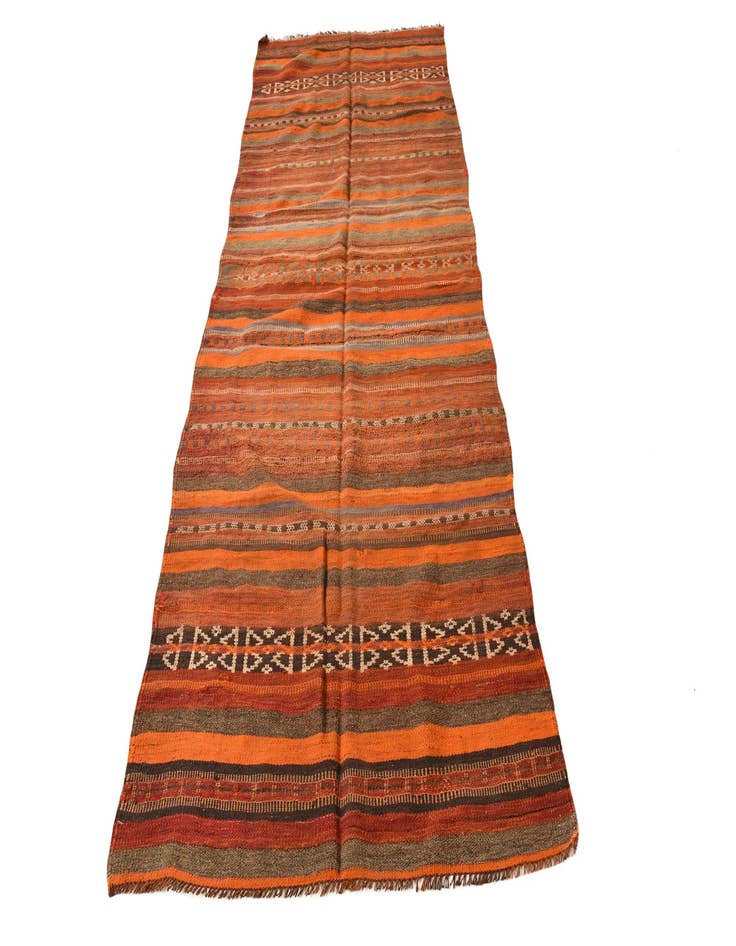 Detail image of  3' 5 x 9' 10  Hand Woven Kilim Fars Wool Runner Rug