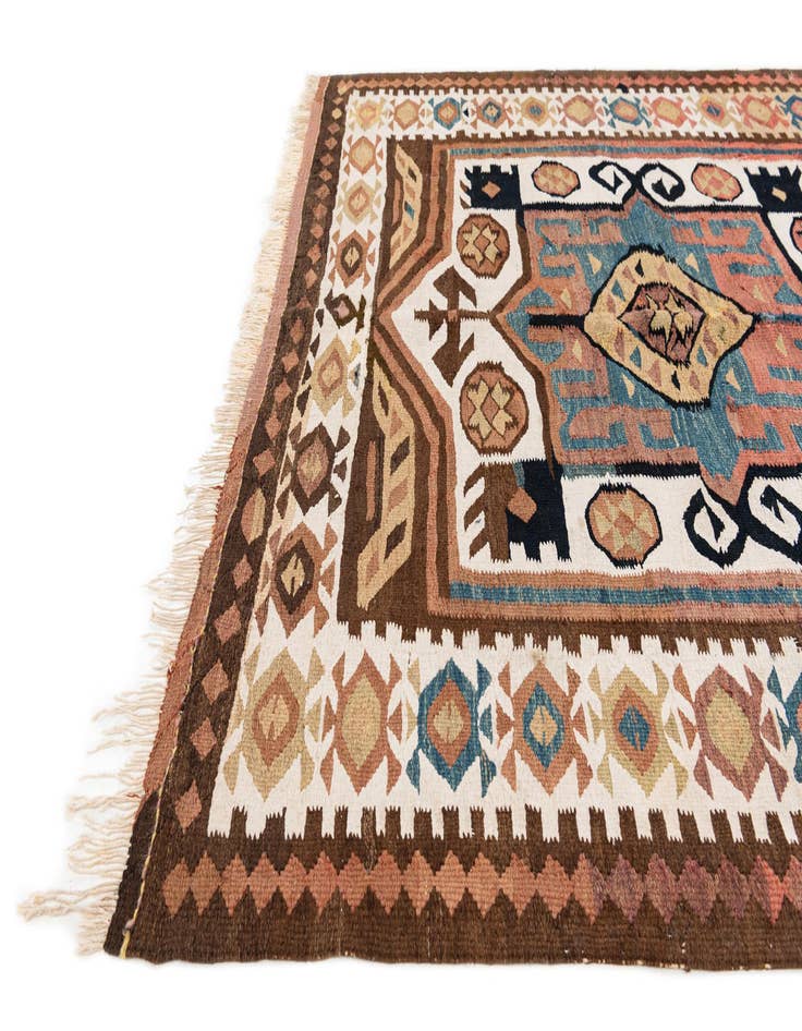 Detail image of  4' 9 x 10' 6  Hand Woven Kilim Fars Wool Runner Rug