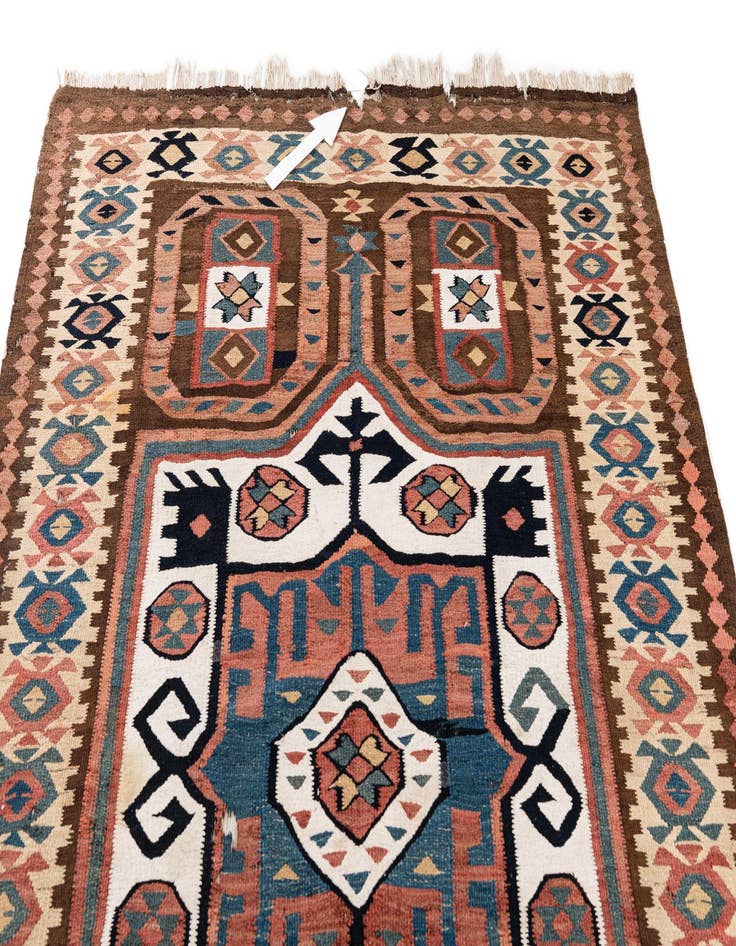 Detail image of  4' 9 x 10' 6  Hand Woven Kilim Fars Wool Runner Rug