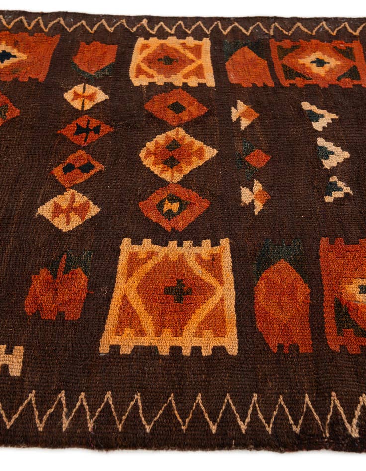 Detail image of  3' 4 x 12' 5  Hand Woven Kilim Fars Wool Runner Rug