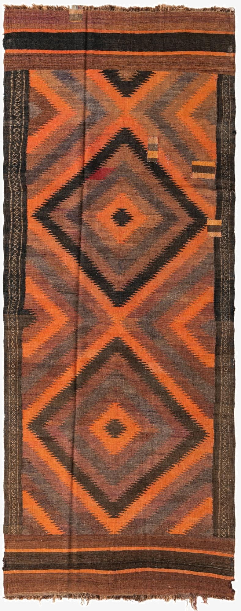  4' x 10' 8  Hand Woven Kilim Fars Wool Runner Rug