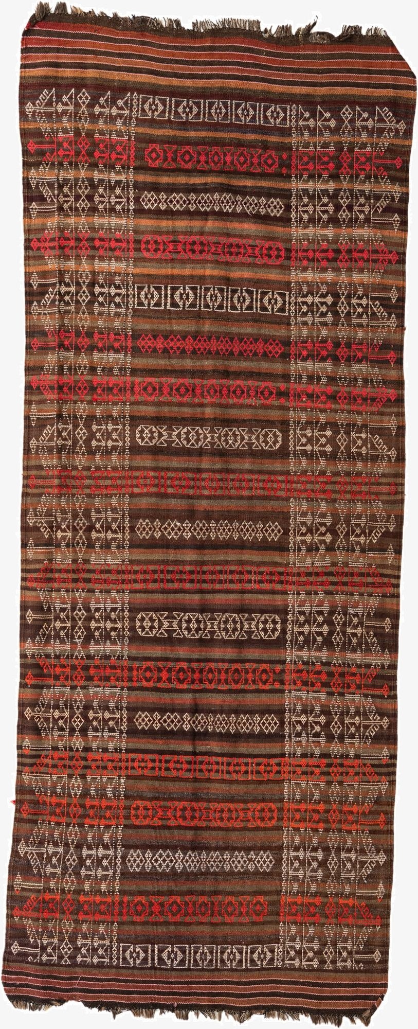  4' 1 x 10' 8  Hand Woven Kilim Fars Wool Runner Rug