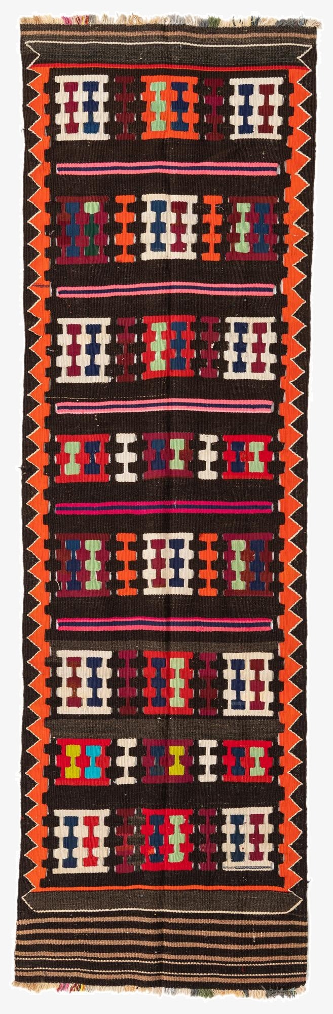  3' x 10'  Hand Woven Kilim Fars Wool Runner Rug