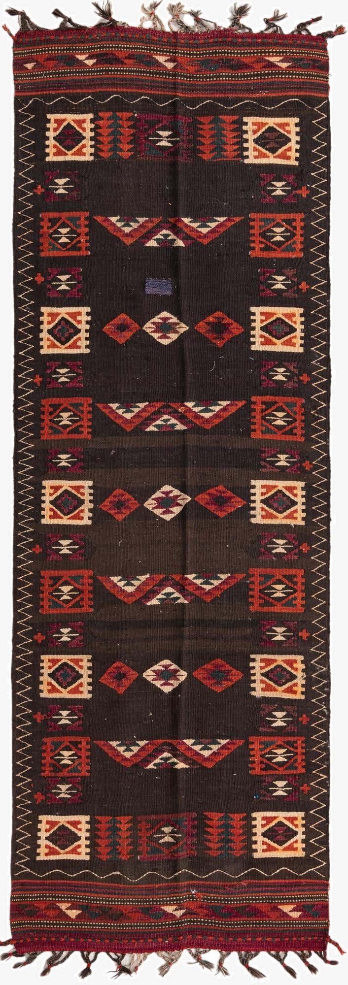  3' 3 x 10' 2  Hand Woven Kilim Fars Wool Runner Rug