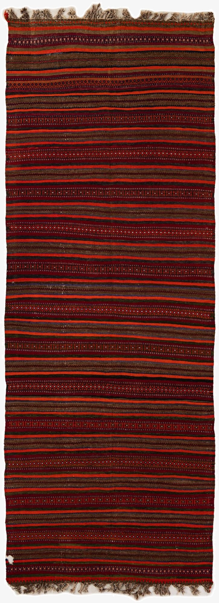  4' x 11' 7  Hand Woven Kilim Fars Wool Runner Rug