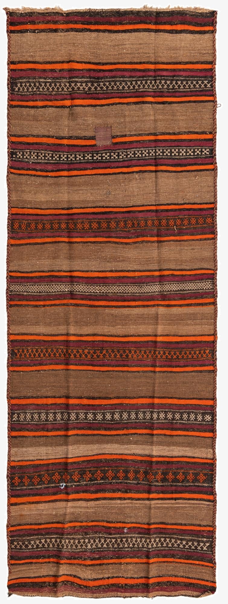  3' 8 x 10' 2  Hand Woven Kilim Fars Wool Runner Rug