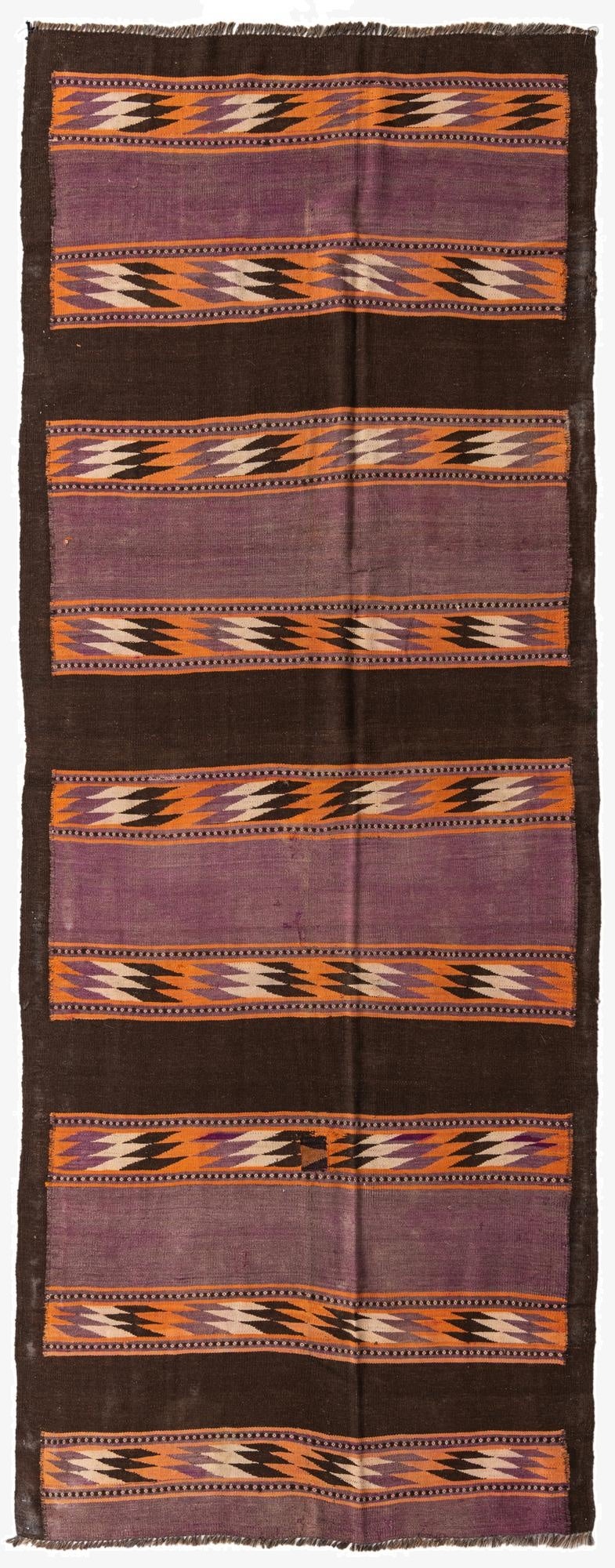  4' 7 x 11' 8  Hand Woven Kilim Fars Wool Runner Rug