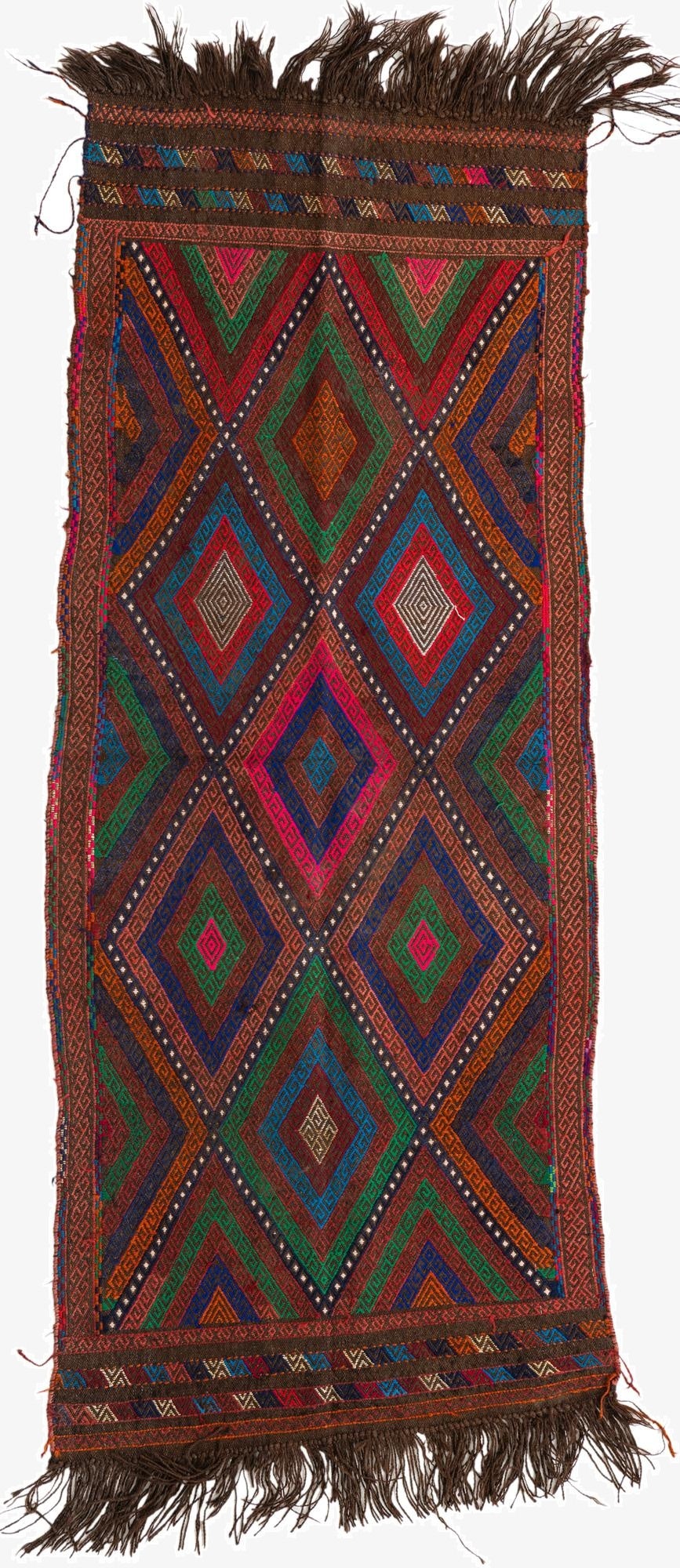  2' 6 x 6' 2  Hand Knotted Kilim Fars Persian Wool Runner Rug