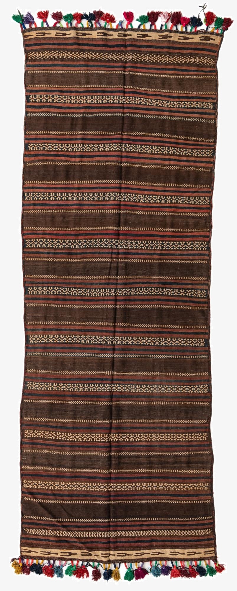  4' 3 x 12'  Hand Woven Kilim Fars Wool Runner Rug