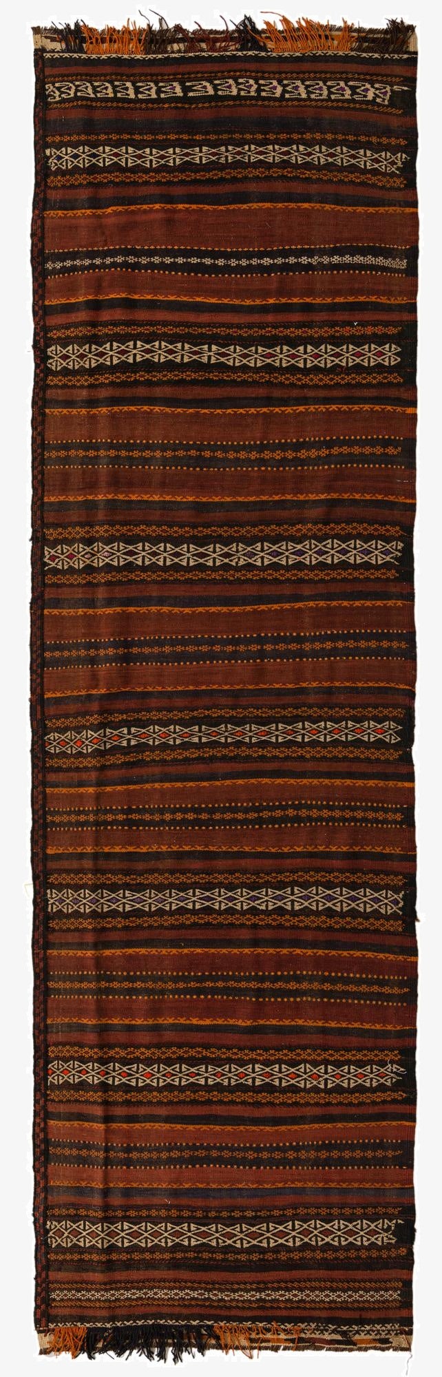  3' 6 x 12' 1  Hand Woven Kilim Fars Wool Runner Rug