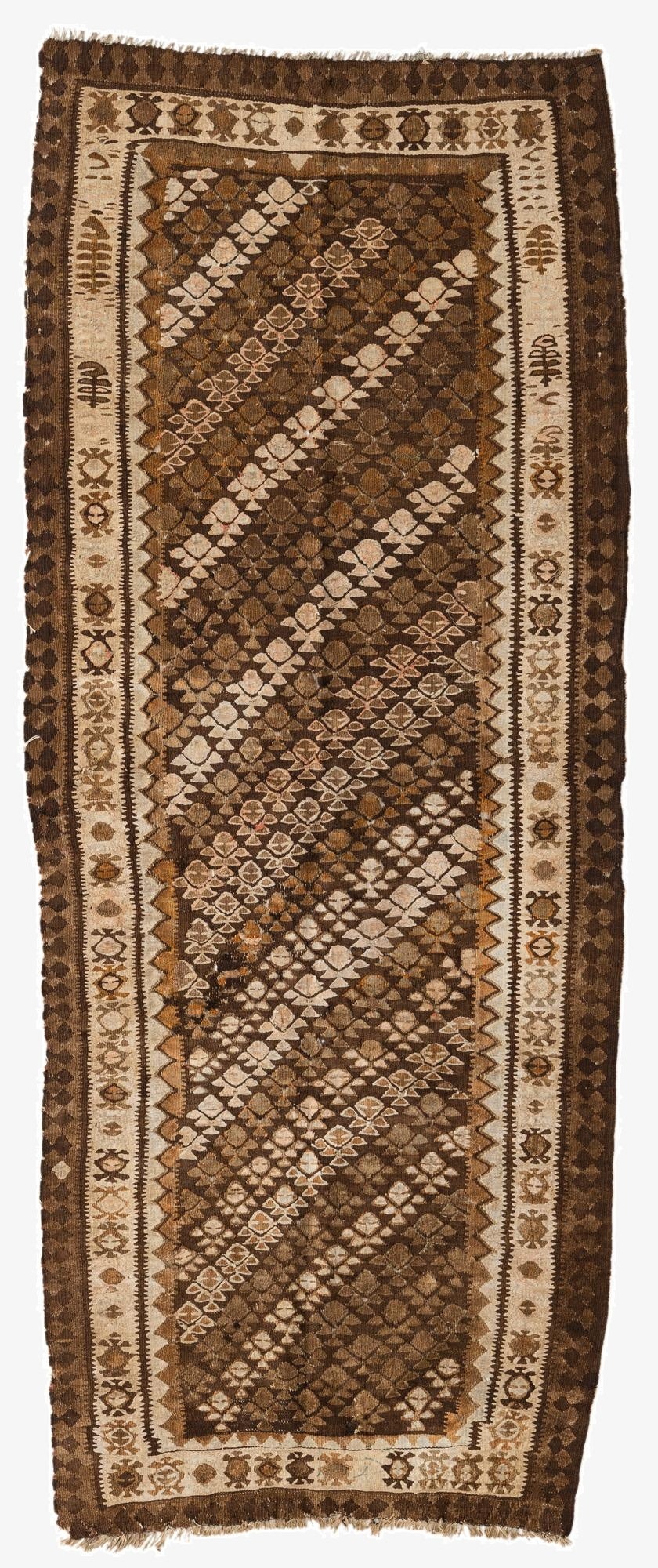  3' 5 x 8' 5  Hand Woven Kilim Fars Wool Runner Rug