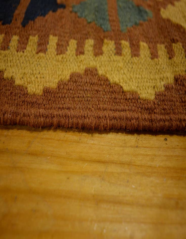 Detail image of  3' 5 x 6' 8  Hand Woven Kilim Maymana Wool Runner Rug