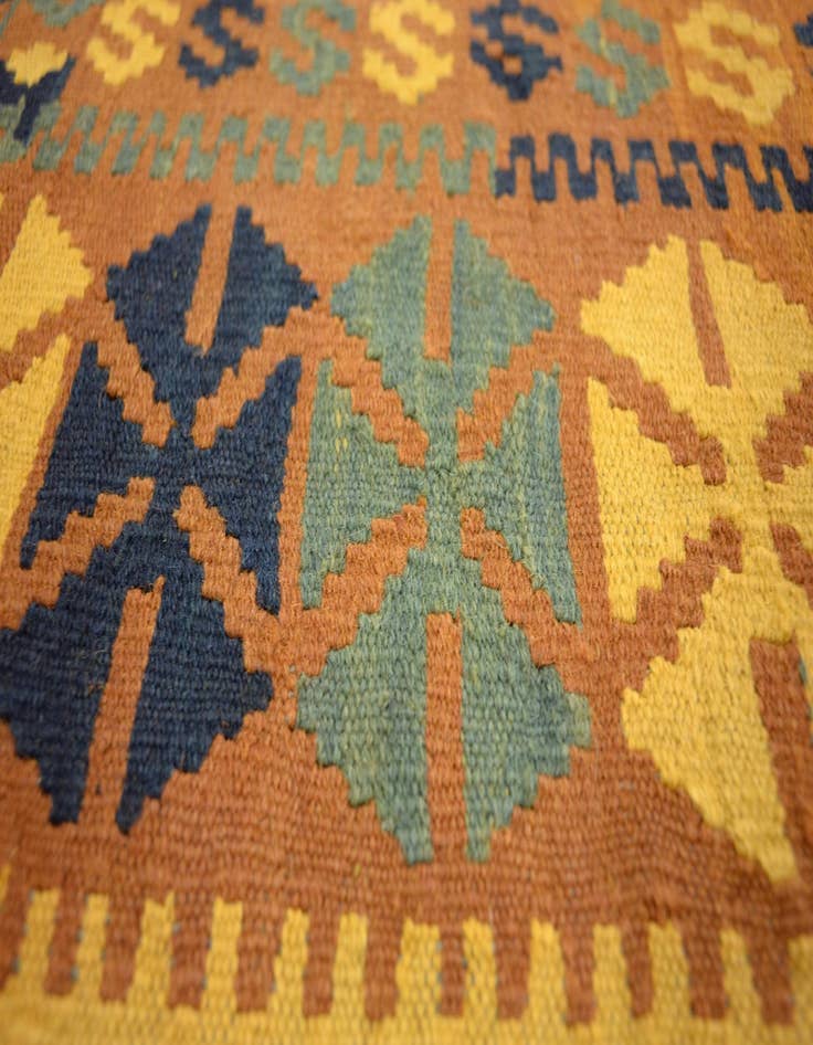 Detail image of  3' 5 x 6' 8  Hand Woven Kilim Maymana Wool Runner Rug