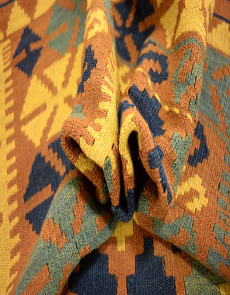 Detail image of  3' 5 x 6' 8  Hand Woven Kilim Maymana Wool Runner Rug