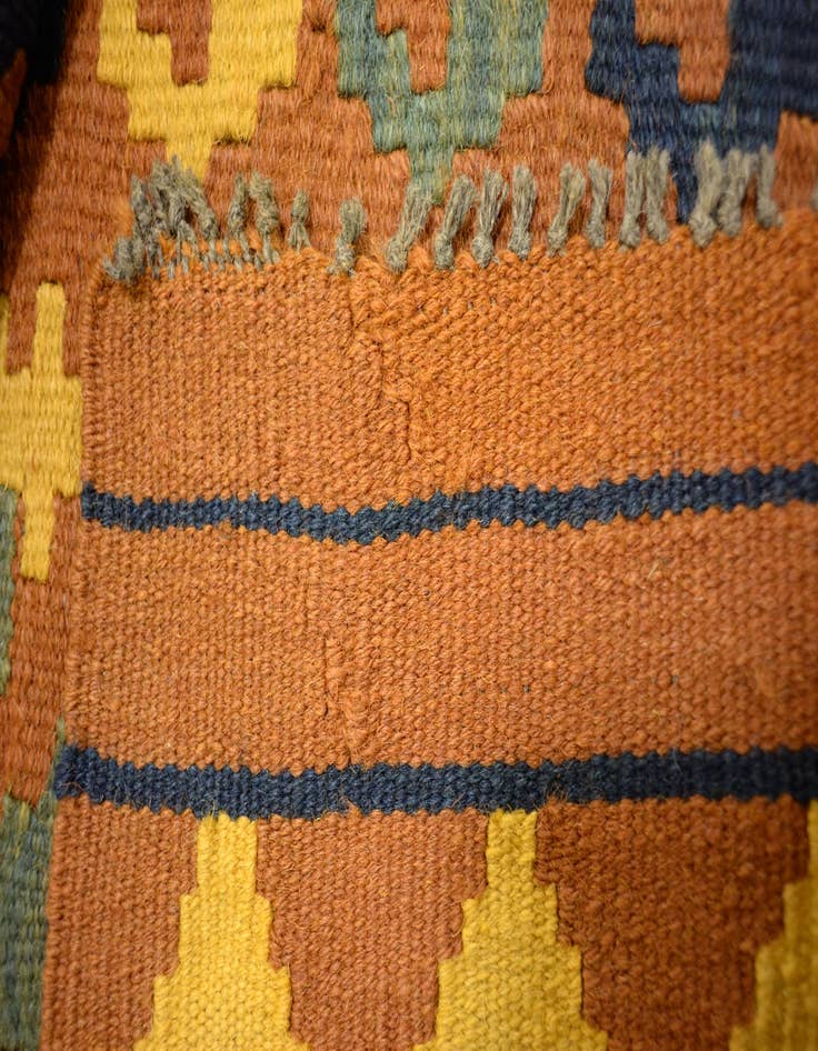 Detail image of  3' 5 x 6' 8  Hand Woven Kilim Maymana Wool Runner Rug