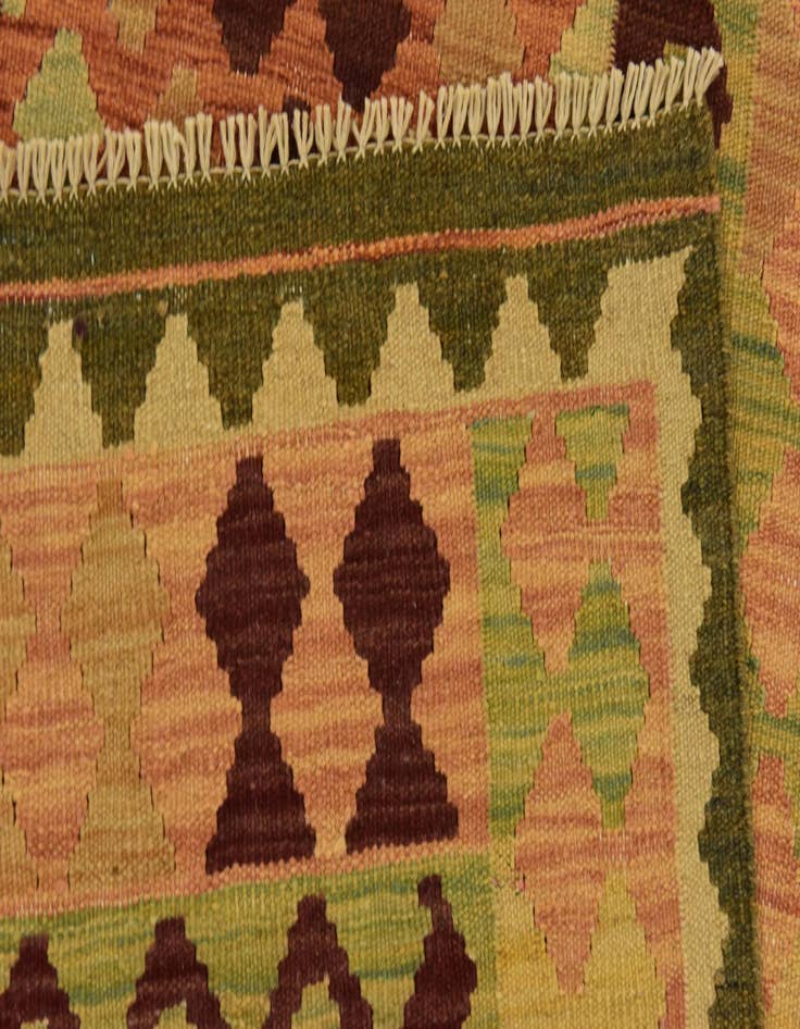 Detail image of  2' 8 x 9' 8  Hand Woven Kilim Maymana Wool Runner Rug