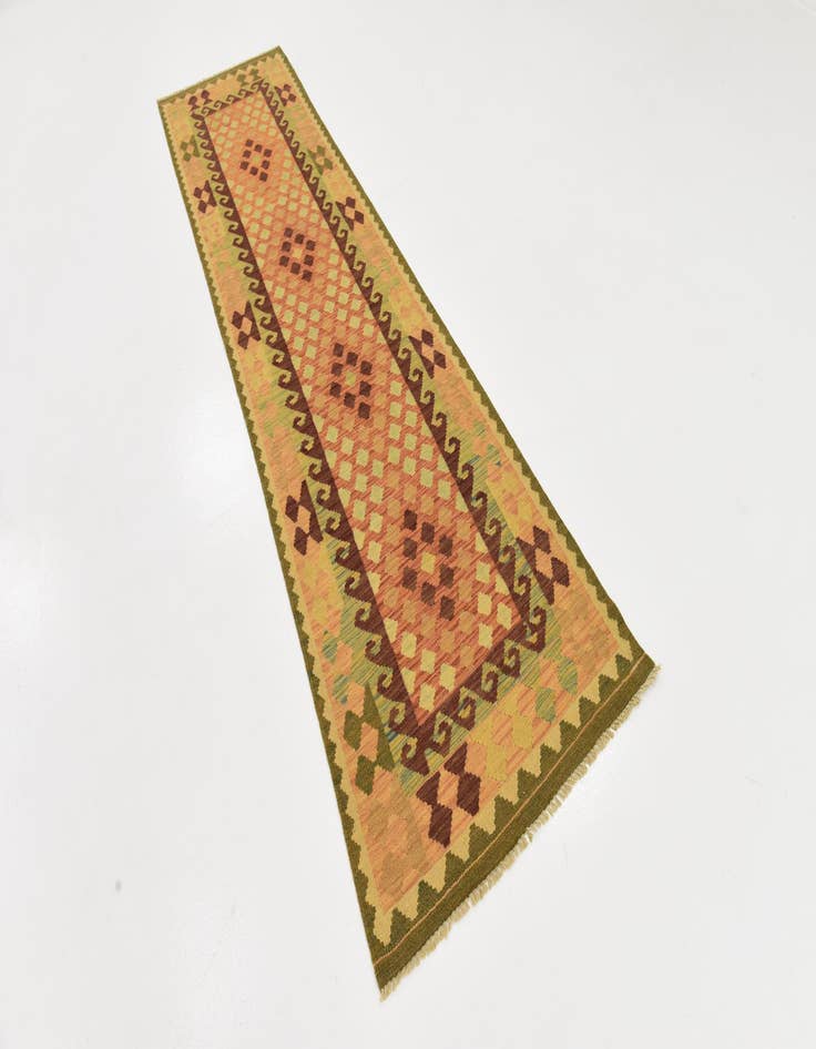 Detail image of  2' 8 x 9' 8  Hand Woven Kilim Maymana Wool Runner Rug