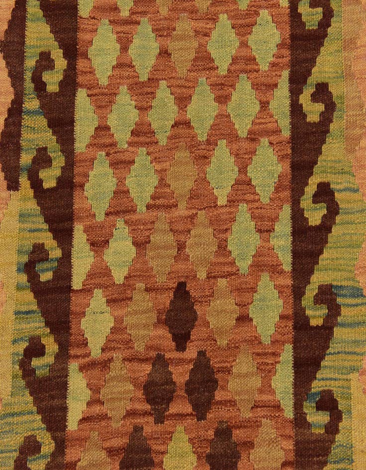 Detail image of  2' 8 x 9' 8  Hand Woven Kilim Maymana Wool Runner Rug